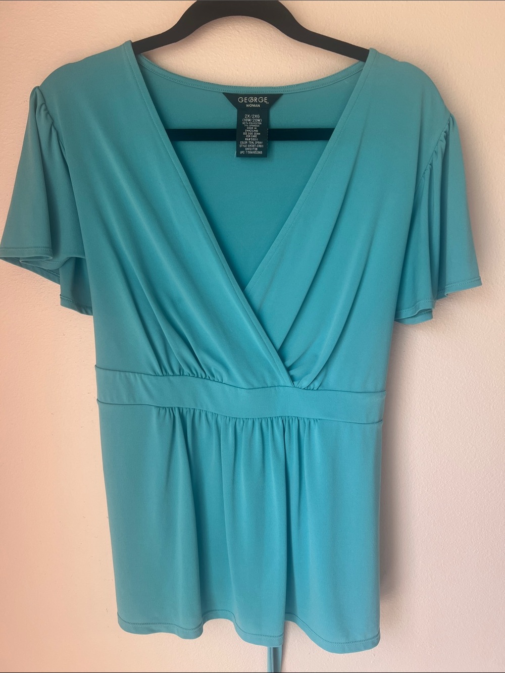 George Teal V-Neck Surplice Flutter Sleeve Tunic